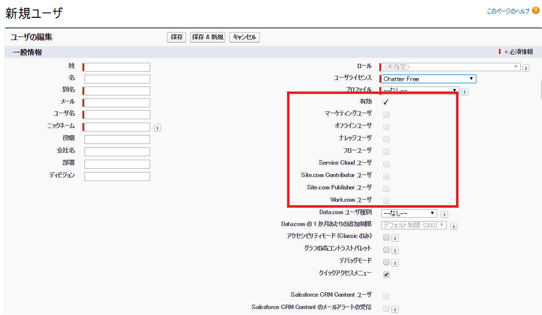 Salesforceのユーザ設定